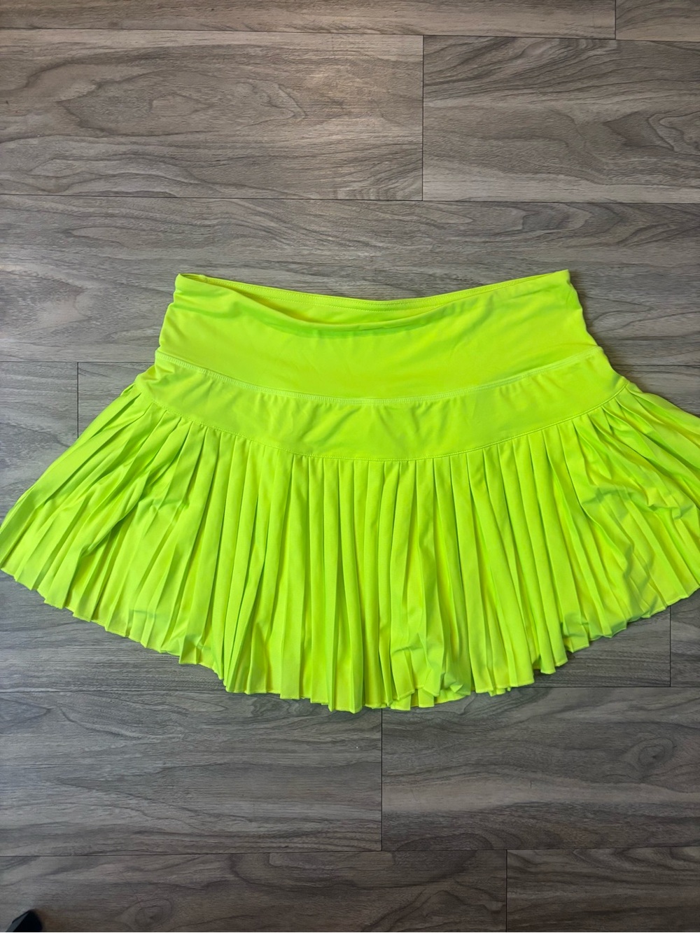 Neon Lime Pleated Skater Skirt